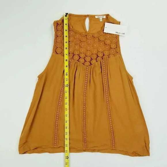 Bleuh Ciel Small Women's Burnt Orange Floral Crochet Lace Rayon Tank Top - Picture 6 of 8